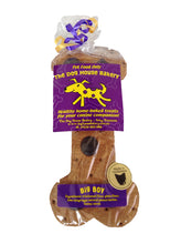 Load image into Gallery viewer, big boy treat made from tricky treat with carob buttons - all natural tasmanian made  A special large bone shaped treat with carob buttons. Dogs love this treat with raw Australian peanut butter and Tasmanian Leatherwood honey.