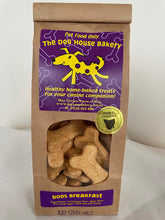 Load image into Gallery viewer, Dogs Breakfast in a large bone - A special treat for first thing in the morning - Australian oats, Tasmanian Leatherwood honey and free range eggs in a healthy baked treat.